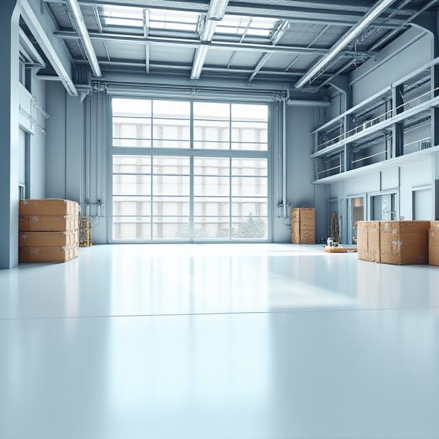 Ambiente industriale pulito dopo un intervento post-cantiere.